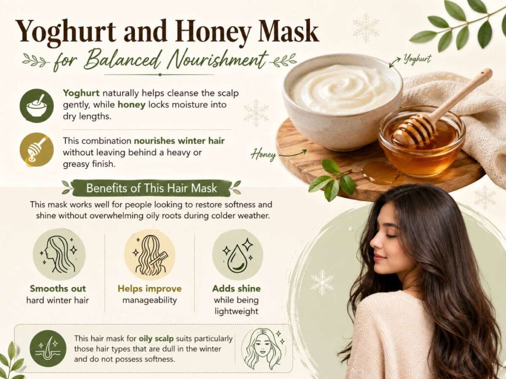 Hair masks for oily scalp using yoghurt and honey to nourish dull winter hair and add shine without greasy roots
